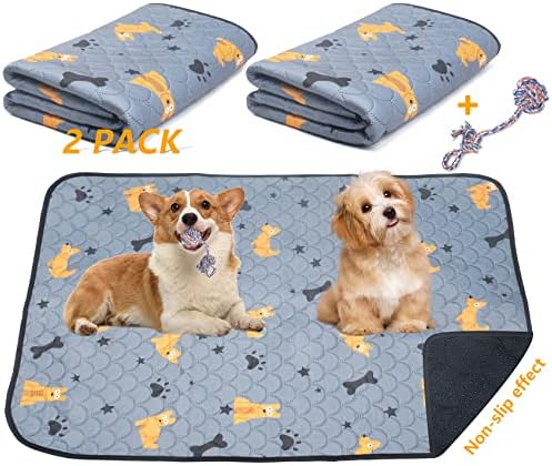 Almofadas de xixi laváveis ​​para cães com （Toy de mastigar） almofadas de xixi reutilizáveis ​​de 2 pacote rápido para