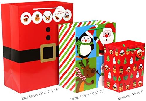 Sacos de presente de Natal tamanhos variados, 12 PCs Premium Quality Sacos de Natal para presentes, o sortimento da bolsa de presente