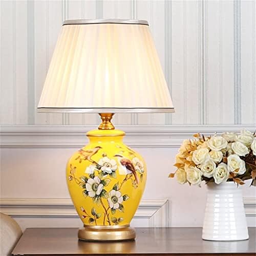 Llly cerâmica lâmpada de mesa europeia flor e pássaro sala de estar de cabeceira de cabeceira luminária retro estudo villa