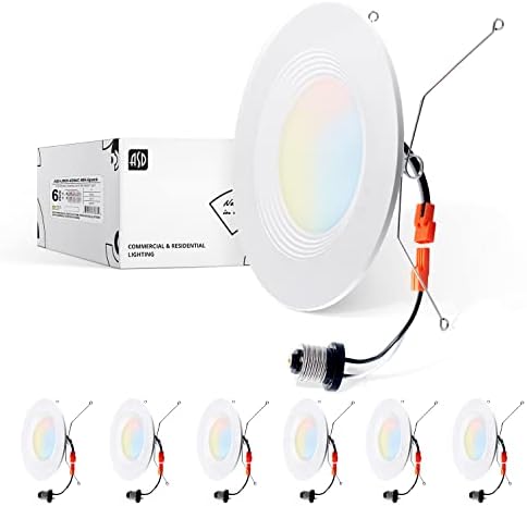 ASD Iluminação embutida de 6 polegadas, 15W -125W Substitua, luzes LED de teto diminuído com classificação úmida de 1050 lm,