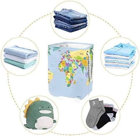 Individura de lavanderia cesto de mapa mundial cestas de lavanderia colapsível