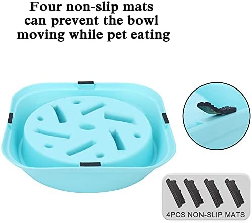 Tigela de alimentador lento de cachorro, lençol sem deslizamento Maze, quebra -cabeça interativo de cães sem skid stop cães de cães para cães pequenos médios grandes. （Azul)