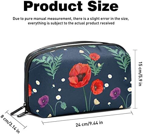 Red Flowers Makeup Bag Zipper Bolsa Travel Organizador cosmético para mulheres e meninas