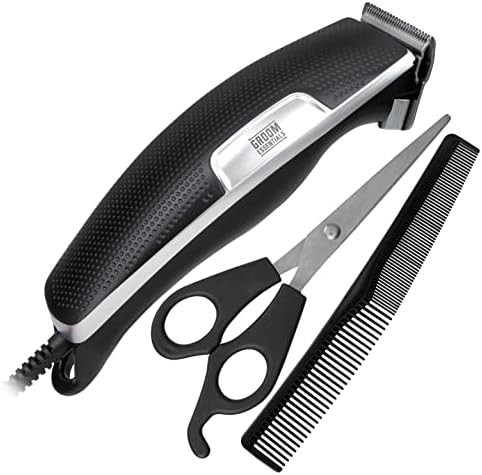 Groom Essentials 10-PC Professional Hair Clippers for Men | Clippers de barbeiro para corte de cabelo | Kit de cuidados com barba para homens | Kit de corte de cabelo, corpo, bigode e aparador de barba para homens | 4 guias de corte