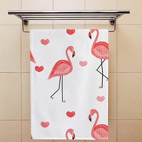 Toalhas de mão de banho Vantaso Conjunto de 2 Flamingo Dia dos Namorados. Toalha de mão de cozinha macia e absorvente para o banheiro para o banheiro Hotel Gym Spa