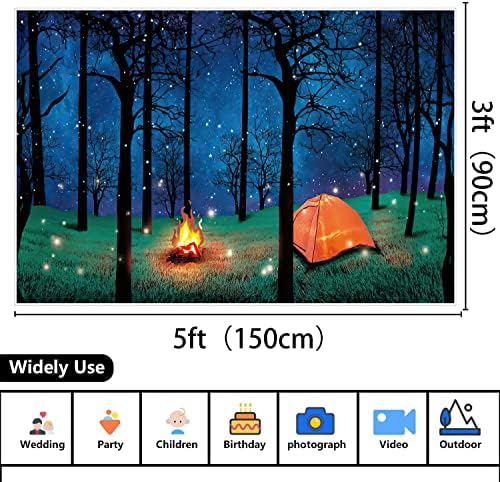 Cena florestal acampamento para cenário topo de mesa conjunto de camping tem tema festa noturna fotografia decoração de fogueira