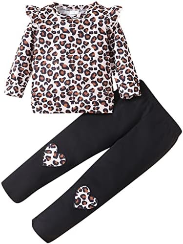 Retsugo Girls 2 peças roupas Toddler Girls Leopard Camiseta e leggings Setfits School Roupas de roupas de caça