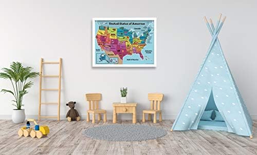 MWB USA & WORLD MAPS Posters para Wall - Posters educacionais para crianças | Perfeito para decoração de sala de aula ou casa | Cartazes duráveis ​​laminados de 18 x 24