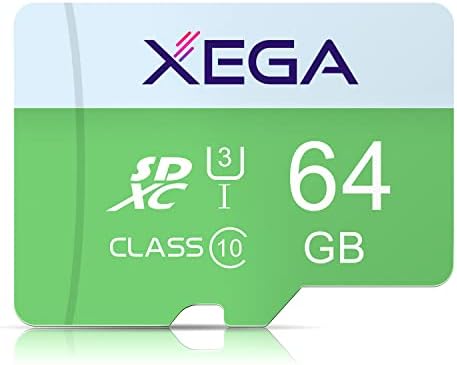 Cartão de memória XEGA de 64 GB para câmera de segurança XEGA, cartão SD Flash UHS-I, alta velocidade até 100 MB/s, Classe 10, U3, V30,