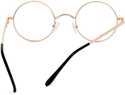 Óculos de bloqueio de luz azul redonda e eylrim Round para homens círculos círculos lentes transparentes molduras de metal Óculos não prescritos