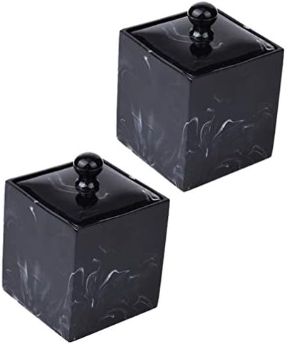 Topbathy 2pcs Black QTIP Dispensador Apotecário Jarra Vaidade do banheiro q Jarra de caixa de armazenamento de ponta para cotonete