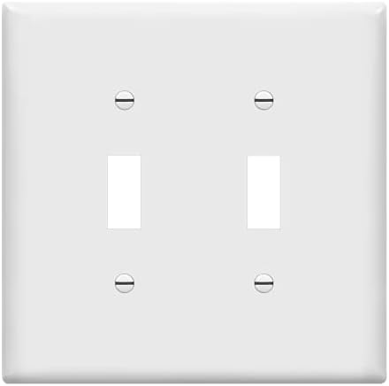 Enerlites Alternam a placa da parede do interruptor da luz, acabamento brilhante, tamanho médio 2-gang 4,88 x 4,92, policarbonato inquebrável Termoplástico, UL listado, 8812m-W, branco
