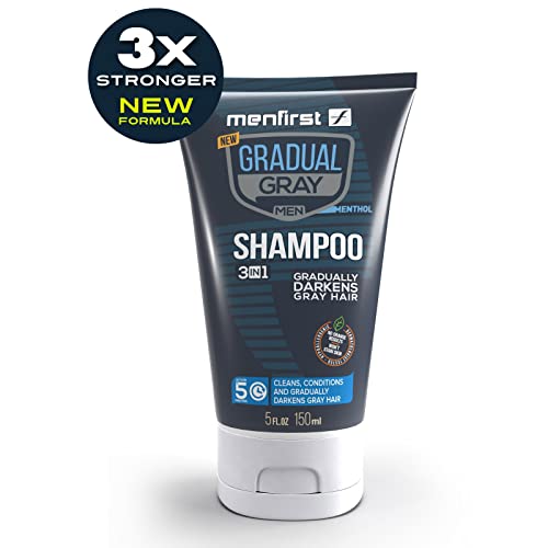 Menfirst 3x Shampoo escuro mais forte para homens | Shampoo gradual de cabelo cinza 3 em 1 | Reduza gradualmente o shampoo e condicionador