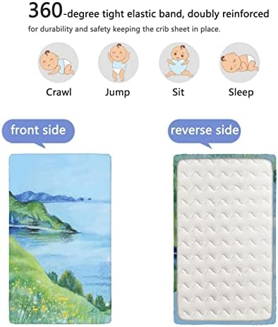 Mini -berço com tema de paisagem, lençóis de berço, lençóis de berço portáteis Material Ultra Soft - Ótimo para menino