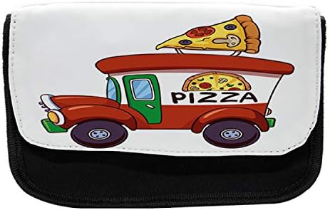 Caixa de lápis de pizza lunarable, automóvel de desenho animado, bolsa de lápis de caneta com zíper duplo, 8,5 x 5,5, multicolor