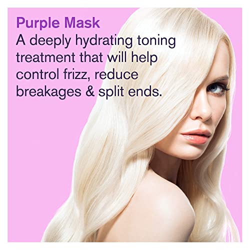 Spray de protetora de calor roxo em negrito Uniq e pacote de máscara de cabelo roxo. Formulado para cabelos loiros, platina,