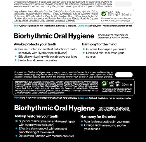 Karmicare nano hidroxiapatita e creme dental clareador - Para usar diariamente e noturno - proteção contra cárie e tártaro - ingredientes