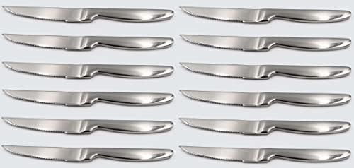 Conjunto de Tafaal de 12 facas de bife de aço inoxidável, lâmina nítida resistente à corrosão, lâmina nítida serrilhada, alça de aço inoxidável, faca de mesa de cozinha