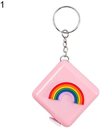 Keychain multifuncional de Walbest para mulheres, anéis -chave para meninas, 1,5m Fita de costura quadrada de arco -íris portátil