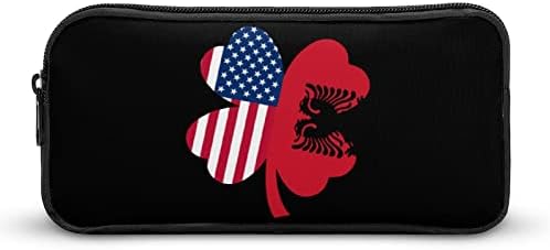 American Albânia Flag Shamrock Clover impresso lápis capa de caneta saco de bolsa Bolsa Bolsa de armazenamento de