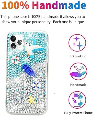 AS -ZEKE elegante capa de telefone compatível com Samsung Galaxy S22 6,1 polegada 2022, Bling Handmdae Boat Starfish Peace