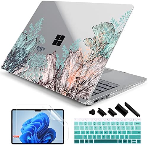 Dongke Case para laptop de superfície Microsoft de 12,4 polegadas Microsoft Go 2 2022 Modelo 2013 e laptop de superfície GO 1 2020 Modelo 1943, casca dura de plástico com capa de teclado e protetor de tela, campo de verão