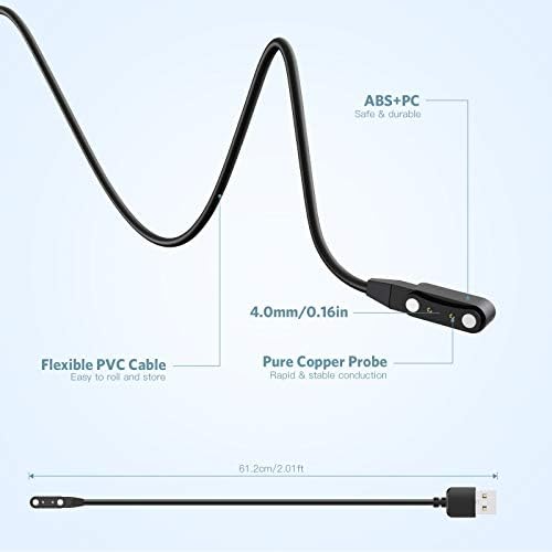 AGPTEK Smart Watch Charger Cable USB para LW11, Cabo de substituição de carregamento USB para Bluetooth Smartwatches 2 pacote