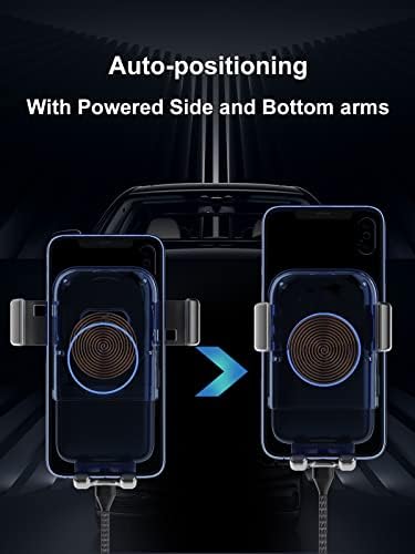 Sandfield 15W posicionamento automático Qi Wireless Charging Carter com montagem telescópica e braçadeira de ventilação de ar - compatível com modelos de iPhone e Android habilitados para Qi, preto