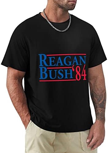 T-shirt de algodão masculino de Reagan Bush '84