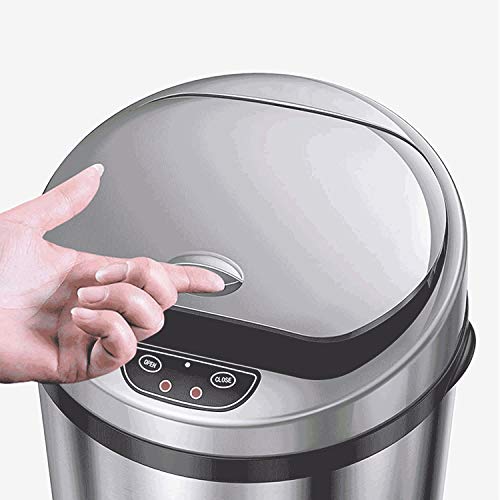 Lixo de lixo de indução inteligente BBSJ pode lixo automático em forma de tambor com lixo doméstico de aço inoxidável de tampa para lixo para o banheiro da cozinha lixo de banheiro