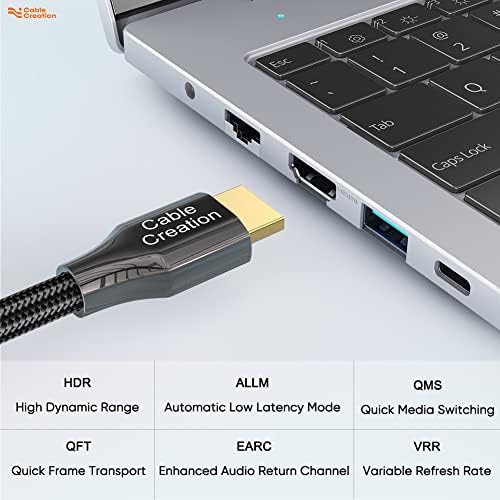 Pacote de cablecreation-2 itens HDCP Cabo HDMI 3ft 8k 60Hz 5 em 1 USB C iPad Pro adaptador com 4K HDMI, USB-C 100W