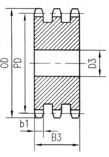 Ametric® T50a8 polegada ANSI 50-3 Placa Sproceira de aço, para a corrente de fios tripla 50 com, com 5/8 , largura do rolo de