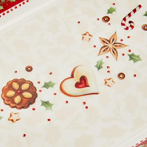 Winter Bakery Delight Bolo Plate By Villeroy & Boch - Perfeito para Presente de Natal ou Entretenimento - Porcelana Premium - Lavagem de Prato e Microondas Seguro - Comprimento para Presente - 15,3 x 10,4 polegadas