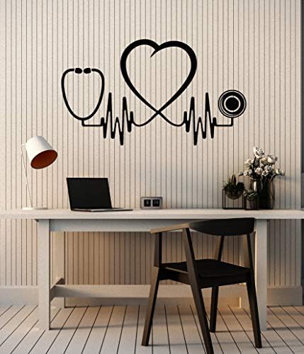 Cuidados de saúde da parede de vinil Cuidados de saúde Cardiograma de cardiograma Mural Decoração grande preto