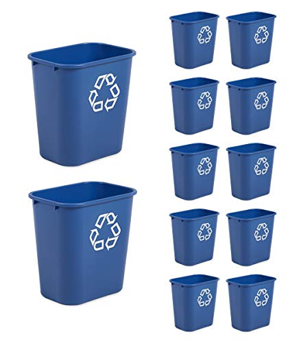 Rubbermaid Produtos comerciais Reciclagem de casas de lixo pode ser grande 41 qt/10,25 gal, para casa/escritório/subvenção, azul