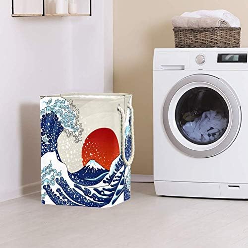 Inomer uma antiga Grande Ilustração Japonesa de Ondas 300D Oxford PVC Roupas à prova d'água cesto de roupa grande para cobertores Toys no quarto