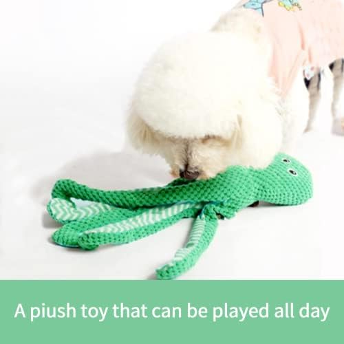 Eilin Crinkle Dog Squeaky Plush Toys Puppy Soft Pet Toy Chew Toy Toy Octopus Crinkle Paper embutido interativo durável para cães médios pequenos （verde）
