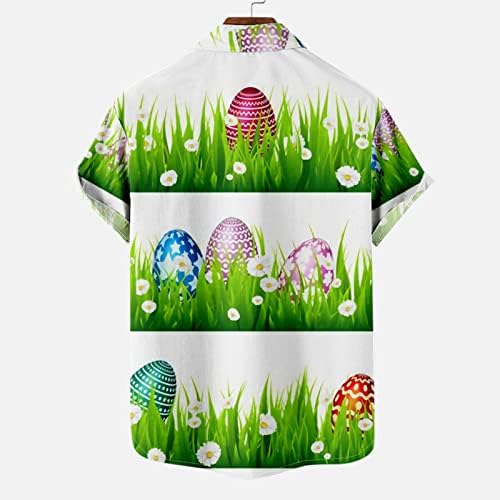 XIPCOKM Feliz camisetas de Páscoa para homens ovos de coelho fofos camisas de lapela impressas de manga curta Botton Down