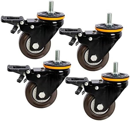 Lançadores de placa nianxinn 4 x ladequ -haste m12 rodízios de borracha, 3 polegadas 75 mm 4 polegadas 100 mm com giro de freio rodas