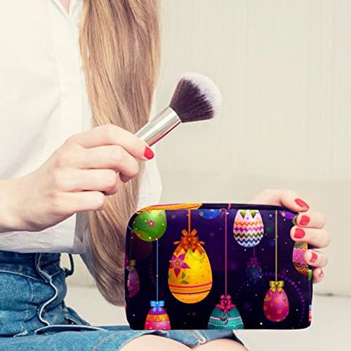 Bolsa de maquiagem tbouobt bolsa de bolsa cosmética bolsa bolsa com zíper, felizes ovos de desenho animado de páscoa