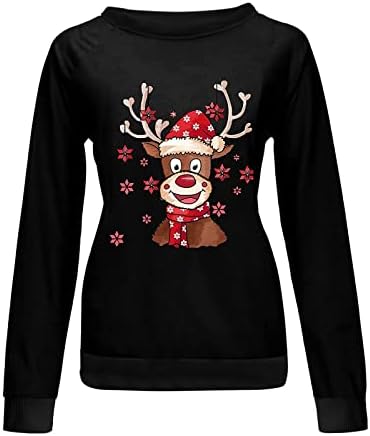 Narhbrg Christmas Sweatshirt para mulheres Let It Snov Pullover Snowflake Sweetshirts Tops Casual Holida de Natal Casual Blusa Top