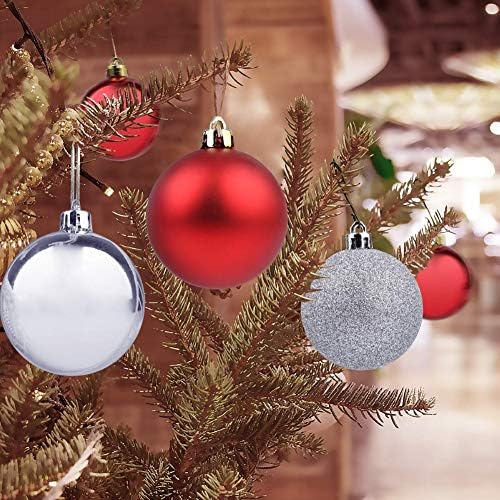 Koqwez33 24pcs 4/6/8cm Bola de árvore de Natal de Natal, ornamentos de bola pendurada de Natal, ornamento de bola de natal BauBles