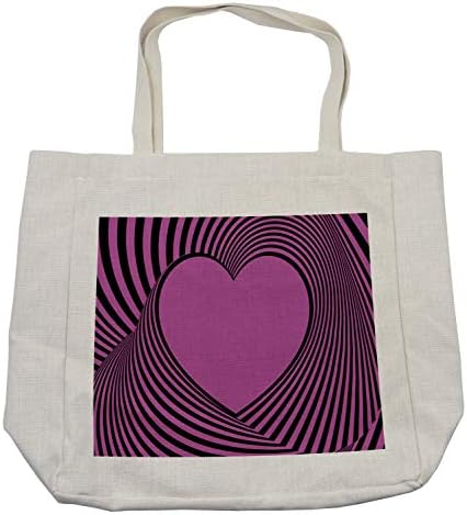 Bolsa de compras de zebra rosa de Ambesonne, forma de coração com linhas torcidas Felicidade Love Day Tripes temáticos