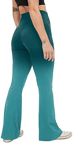 Calças de ioga casuais femininas - Alta cintura xadrez de barriga de barra de barragem de pernas regulares