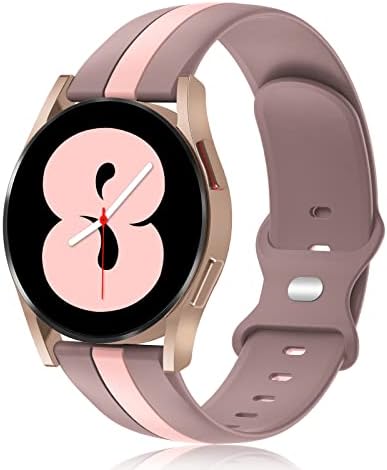 Banda Hehighti Compatível para Galaxy Watch 4 40mm 44mm/samsung ativo 2 bandas de relógio 40mm 44mm/relógio 4 clássico 42mm 46mm/relógio 3 41 mm, 20mm Silicone Slim Sport Substituição Puxa macia para mulheres （rosa roxo）