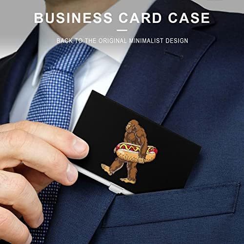 Bigfoot carregando HotDog Business Carter Metal Pocket Business Card Card Cartlet Cartão para homens Mulheres