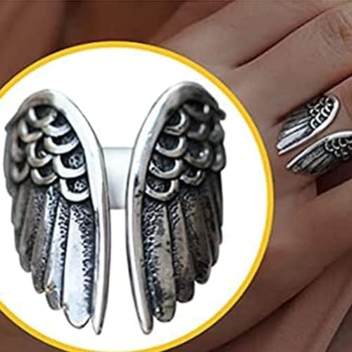 2023 Novo anel de jóias anel abrem abeto vintage aço de aço anjo ajustável Punk Anexo Black Rings Rings para mulheres