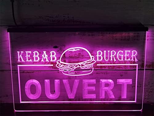 DVTEL Ouvert Kebab Burger Néon SILHO MODELA DE LED LED LEITAS LUMAS LENTAS LUMINAS LUZ DE TAPEL DE ACRILICA PAINEL DE NEON