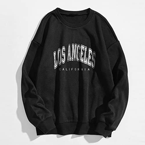 Aniwood Mulheres de Los Angeles de Los Angeles Print Print Graphic Fleece Sweatshirt Crewneck Long Sleeve Pullover Jacket 68