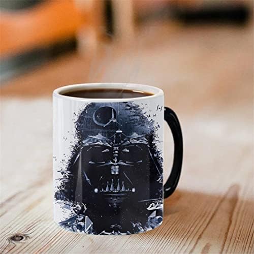 Loegovae Heat Sensitive Darth Coffee Vader Caneca, estrela os fãs de guerra de filmes, alterando xícaras de café mágicas,